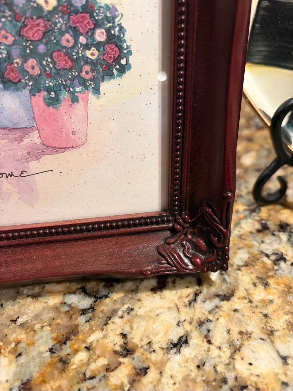 D. Morgan Framed Welcome Door Print in Brown and Red with Home Sentiment.